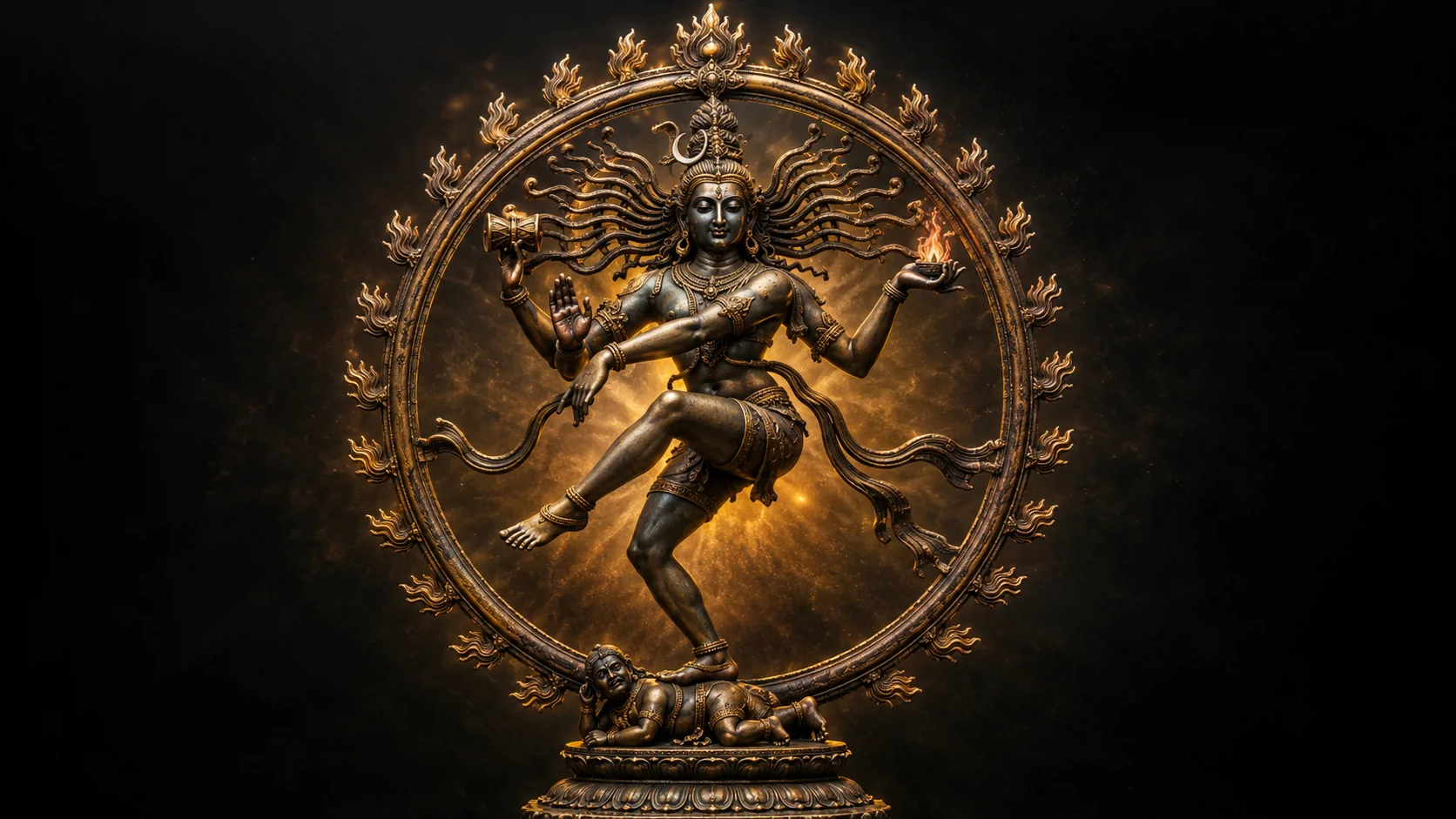 Naṭarāja, Lord of the Dance — the ānanda-tāṇḍava of the Cit Sabhā at Cidambaram.